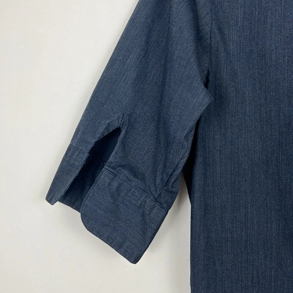 Express Stretch Dark Blue Denim 1-2 Sleeve Top Sz 5/6 - Picture 3 of 11